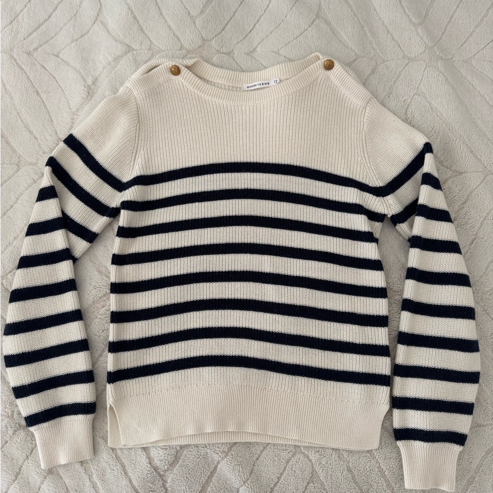 Striped Cream and Black Sweater
